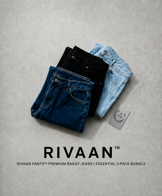 Pack Of 2 - LuxeLane Pants Premium Baggy Jeans