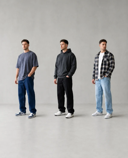 Pack Of 2 - LuxeLane Pants Premium Baggy Jeans